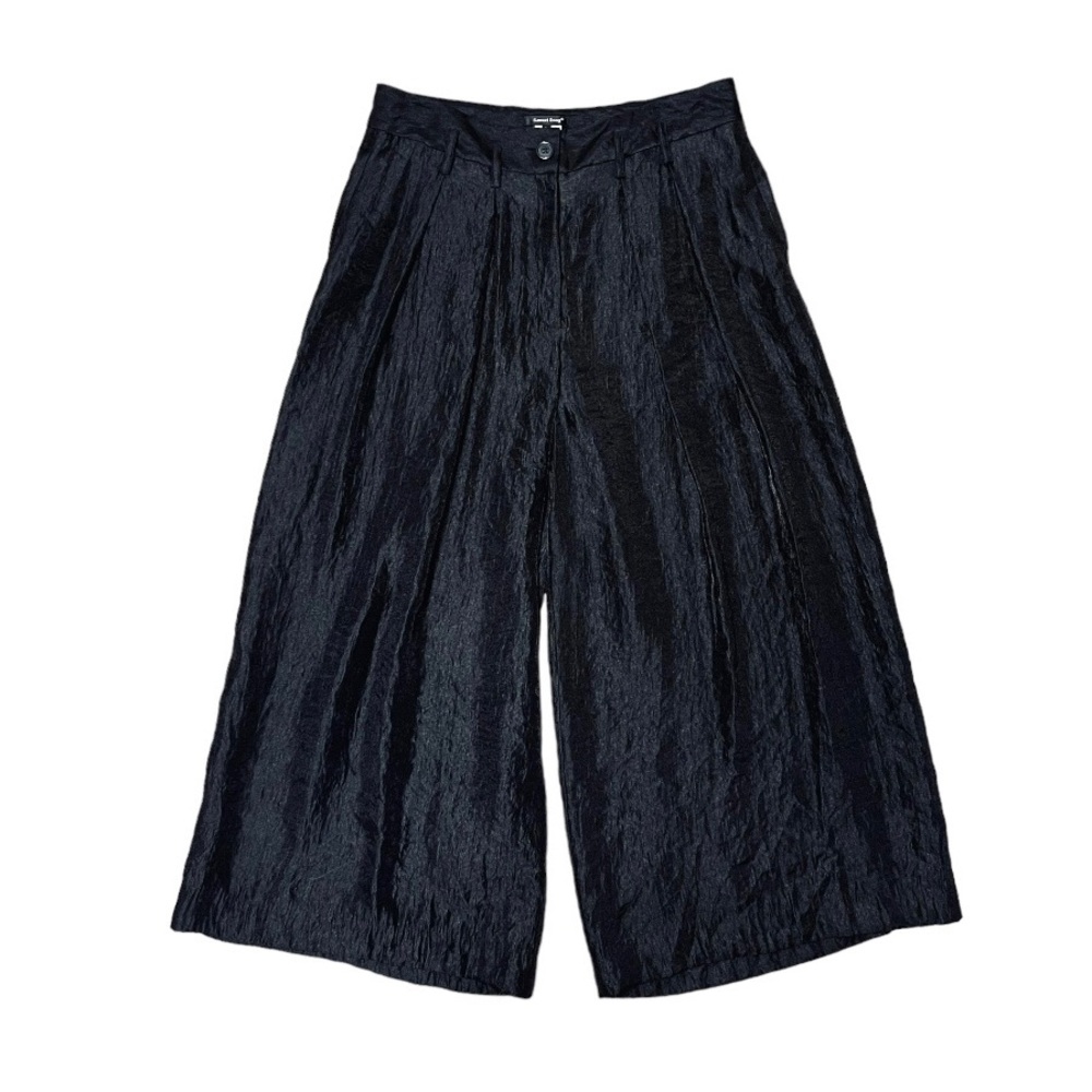 Samuel Dong Wide Leg Textured Black Cropped Pants